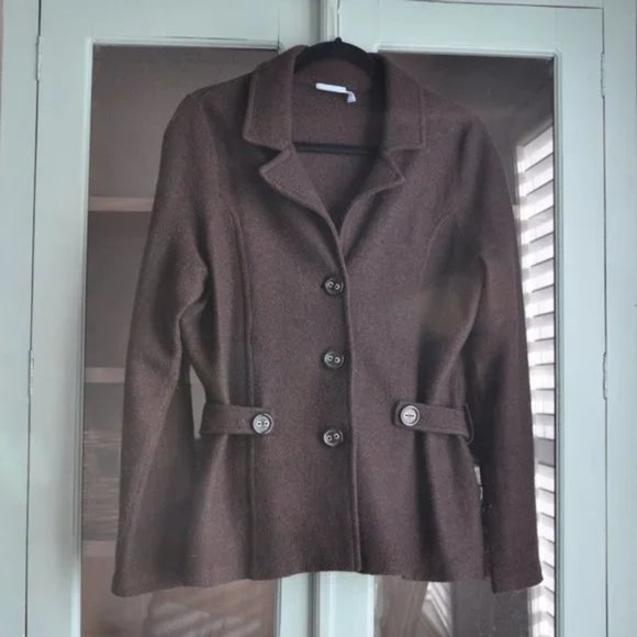 100% WOOL Denver Heyes brown coat jacket Size XL/TG - Picture 7 of 7